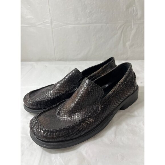 Apostrophe Ratler Leather Loafers 8 M snake print brown black - Picture 14 of 16